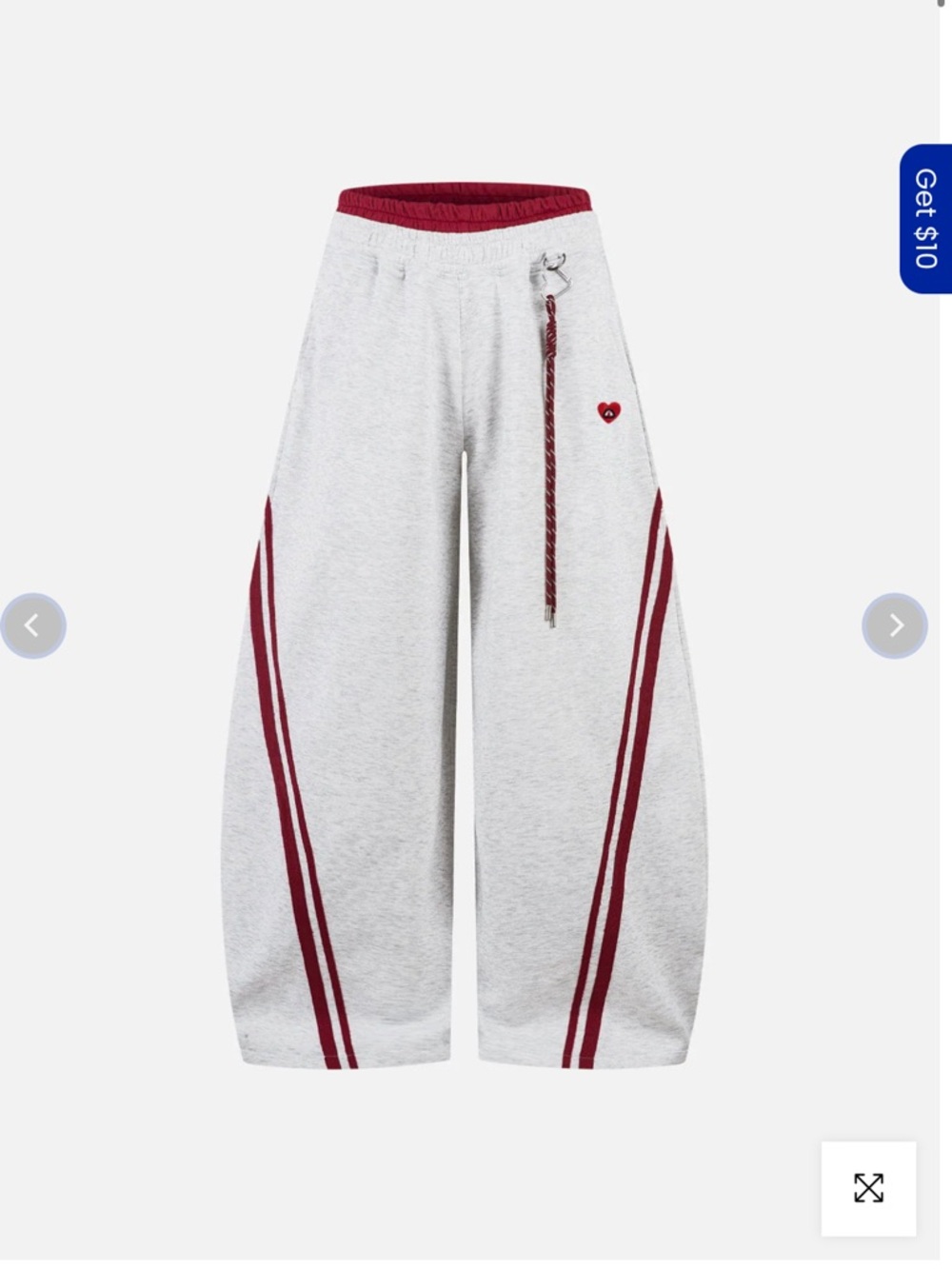 Aelfric Eden Light Gray Joggers with Burgundy Stripe Accents - Picture 2 of 2
